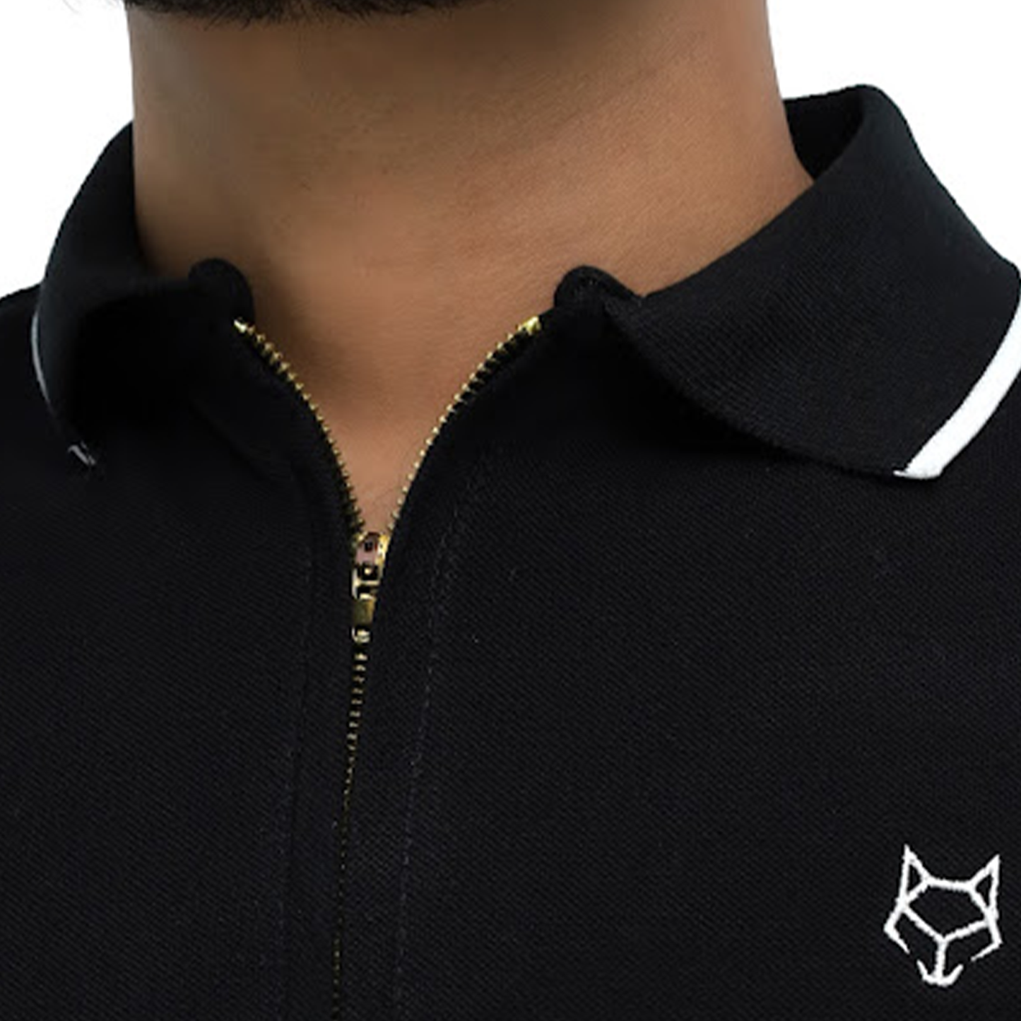 BLACK ZIP POLO TEE